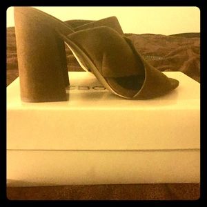 Chocolate Brown Slide on Open Toe Mules NEW in BOX
